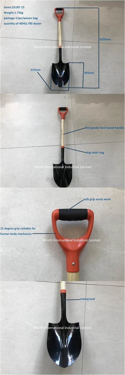 Point Steel Wooden Handle Shovel